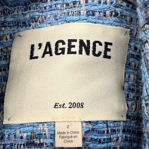 L'AGENCE Brooke Textured Blue Blazer - Picture 2 of 6